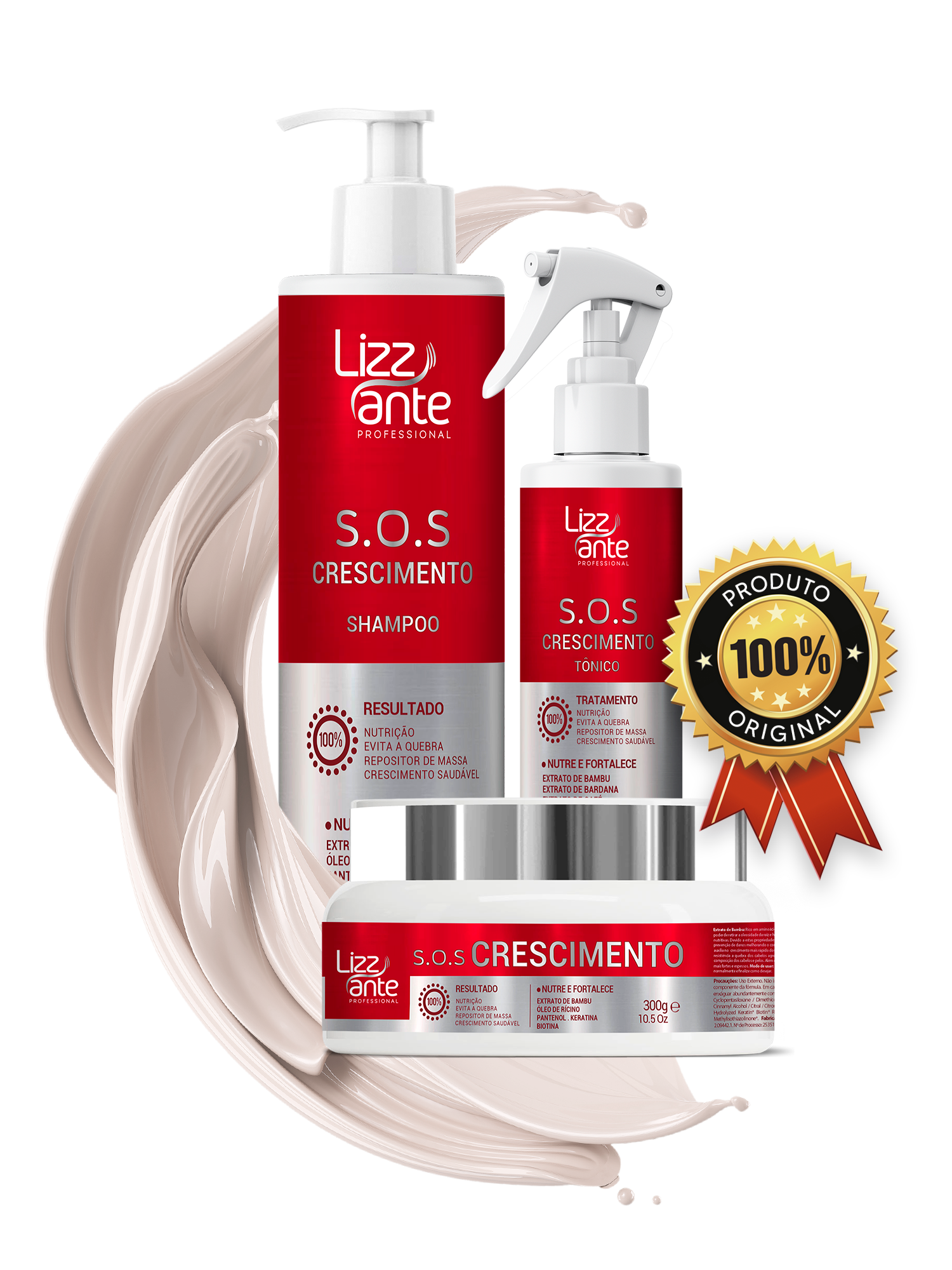 Kit S.O.S Crescimento – Shampoo, Tônico e Máscara Lizzante